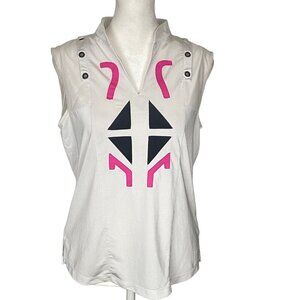 JAMIE SADOCK Women Golf Shirt Sz M White V Neck Sleeveless Athleisure 68-21